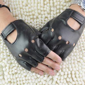 Black Fingerless Motorcycle Gloves